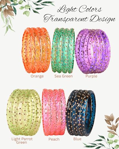Image of Swara Creations Crystal Bangles for Women /Raindrop Kada Set /Multicolor glossy finished bangles Kadas with Golden Zirconwork bangles for women & girls(24Pcs)