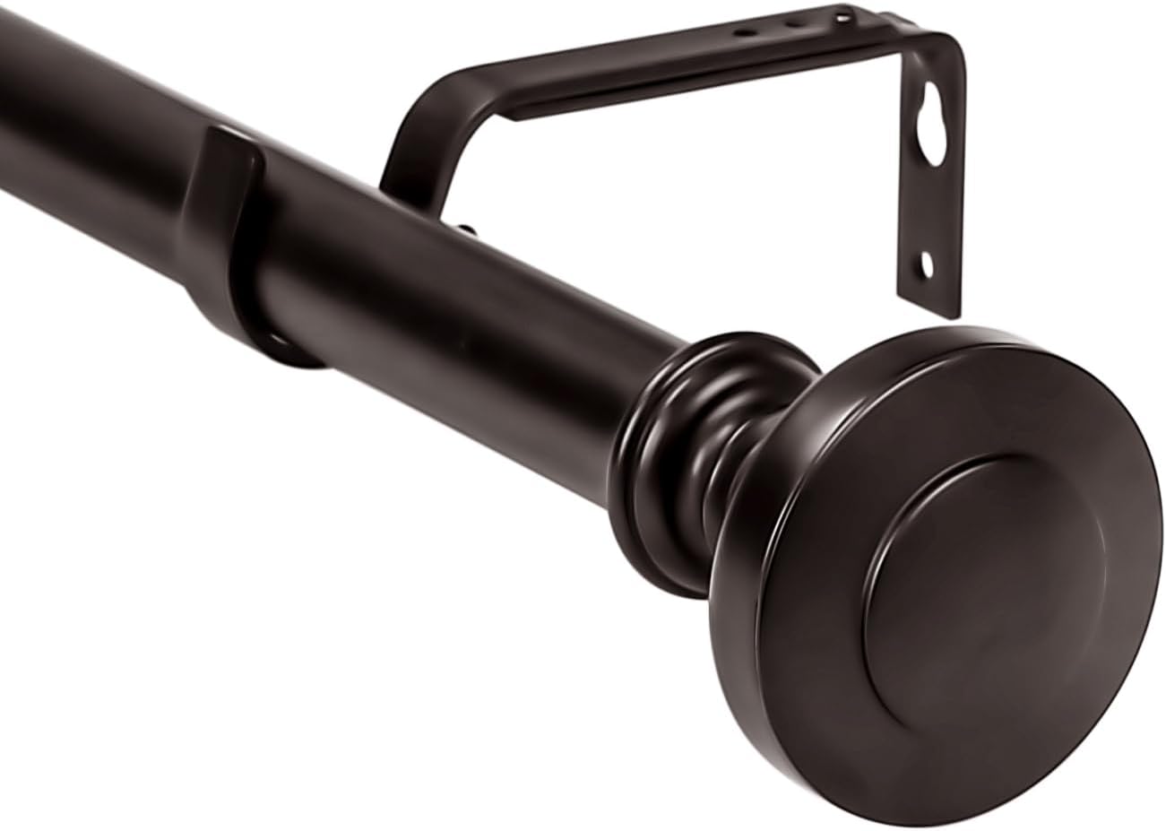 Urbanest 1-inch Diameter Semplice Adjustable Single Drapery Curtain Rod, 84-inch to 120-inch, Black