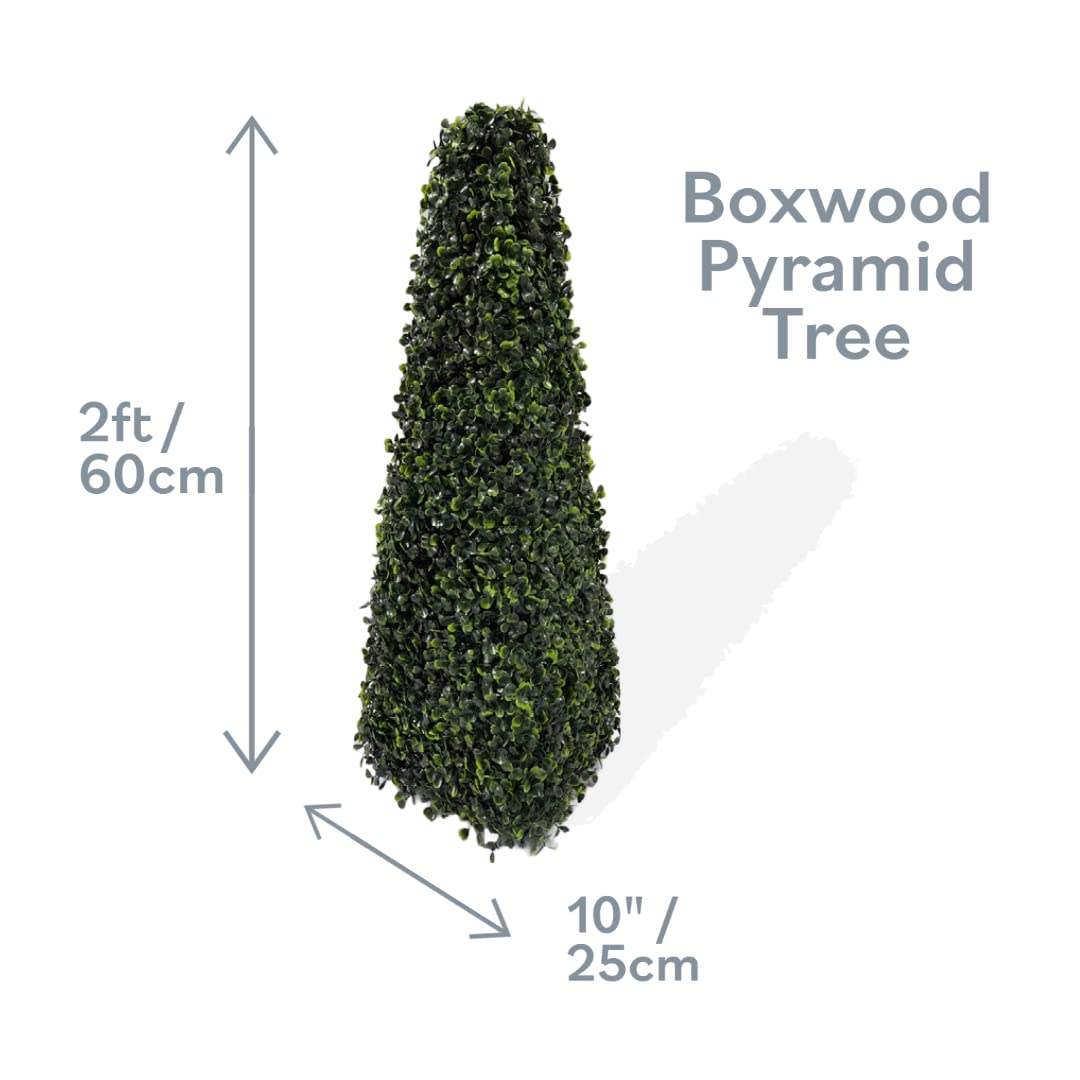 Obelisco Piramidale In Bosso Artificiale 60 Cm - Topiaria Con Protezione UV - 2
