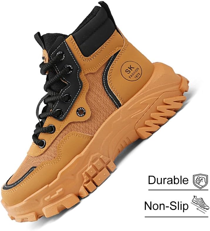 Men's High Top Fashion Sneakers Casual Athletic Walking Shoes Chunky Sneakers Breathable Non-Slip Hiking Boots for Men - Image 4