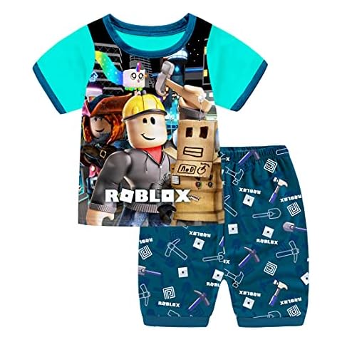Roblox Boys Pyjama Sets 3D Print Short Sleeve Game Pajamas Pjs For Girls Cool 4-12 Years (green, 10_years) Cover