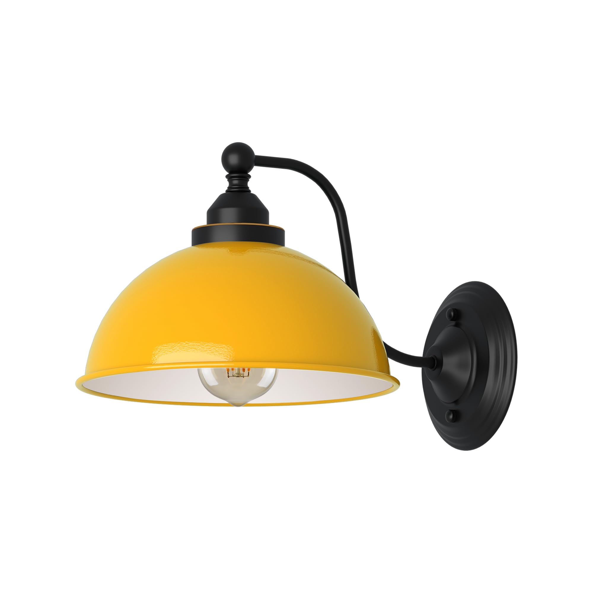 DC VOLTAGE Industrial Wall Light Fittings Retro Wall Sconce with Metal Dome Shade E27 Socket Traditional Swan Neck Indoor Decorative Wall Light for Cafe Bar (Yellow)