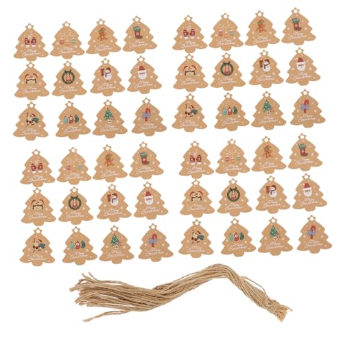 TIDTALEO クリスマス装飾用クラフト紙ラベルタグ 麻紐付き 手作りパーティ