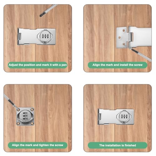 Image of M METERXITY 2-Pack Keyless Combination Lock, 4.3 inch Zinc Alloy Mechanical Password Twist Knob Hasp Locks Latch, 90 /180 Degree Barn Door Lock for Cabinet /Closet /Garage /Drawers /Garden [Silver]