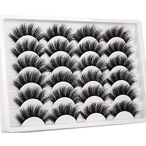 Lashes 20MM False Eyelashes Dramatic Fluffy 3D Faux Mink Lashes Pack Thick Wispy Crossed Strip Fake Eyelashes Handamade Reusable Soft Eye Lashes by Yawamica
