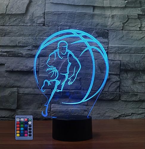 3D Basketball LED Lampe Art Déco Lampe Lumières LED Décoration Maison Enfants Cadeau Lumière Télécommande 7/16 Couleurs Change Alimenté par USB Lampe