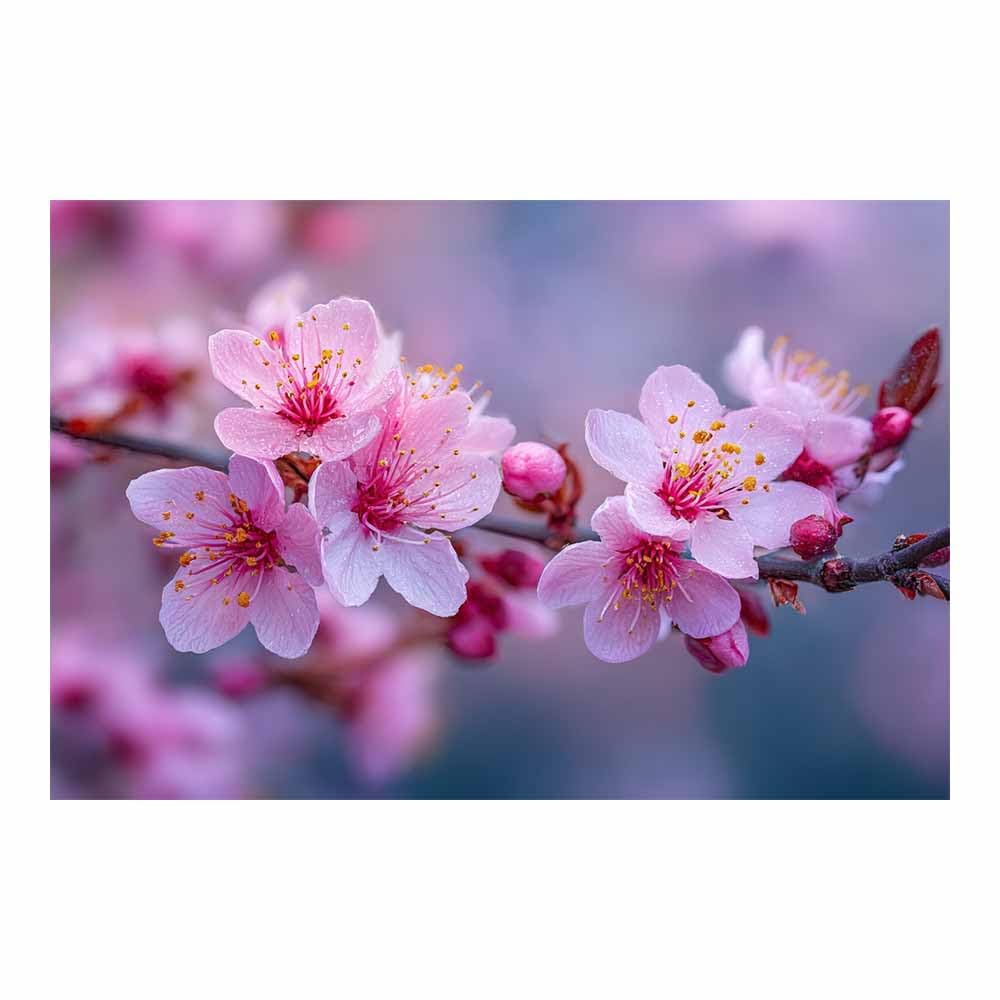 ZAMAEIU Landscape Pictures For Wall Clusters of plum branches art prints and posters, Suitable for Living Room Bedroom Decor apartment Wall Decoration(pink)-50x70cm Unframed