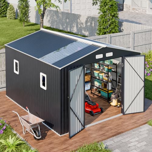 WACASA 10x12 Metal Shed with Reinforced Frame and Skylight