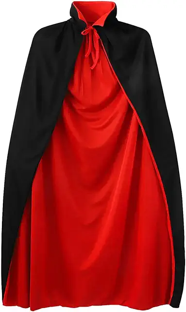 MIVAIUN Black Red Cape with Stand-Up Collar for Halloween Cosplay