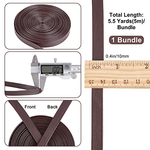 GORGECRAFT 5m Leather Trimming Tape 10mm Wide Foldover Leather Strips Lychee Grained Imitation Leatherette Strap Flat Leather Cord String for DIY Crafts Belt Bracelet Jewelry Making Coconut Brown - Image 2