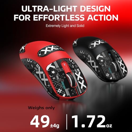 Image of ATTACK SHARK X3 Wireless Gaming Mouse, 49g Bluetooth /2.4G /USB-C Ergonomic Computer Mouse, PAW3395 26K DPI Sensor, 200h Battery Life, Programmable Buttons Griptape, Gaming Accessories for PC /Laptop /Mac