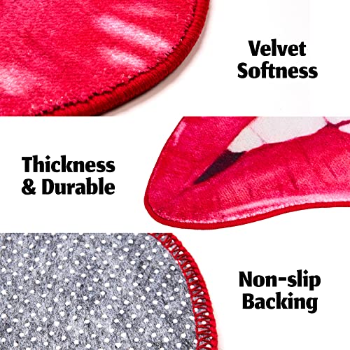 Red Bathroom Rugs - Cute Bath Mat, Funny Bath Mat Red Lips Cute Rug, Cool Bathroom Rugs, Red Funky Rug For Bathroom, Fun Rugs, Retro Fun Bathroom Rugs, Non Slip Lips Shaped Absorbent Bathtub Rug Decor #TOP4