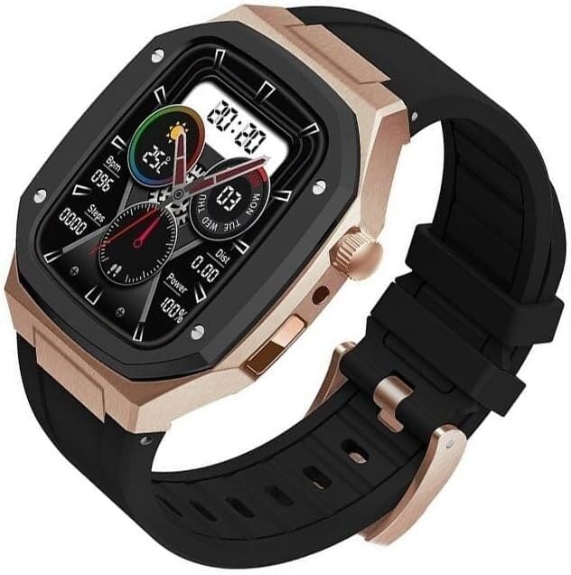 Bracelet Apple Watch acier caoutchouc iWatch 9 8 7 6 5 4 SE 45mm