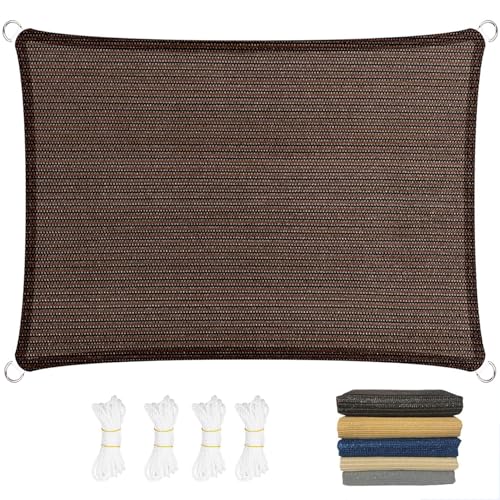 Sonnensegel Rechteck 80 x 580 cm, Sonnenschutz, Hdpe-Kunststoff, Winddicht Uv-Beständig Reißfest, Windschutz Markisenstoff Balkon Sichtschutz, für Terrasse Garten, Braun