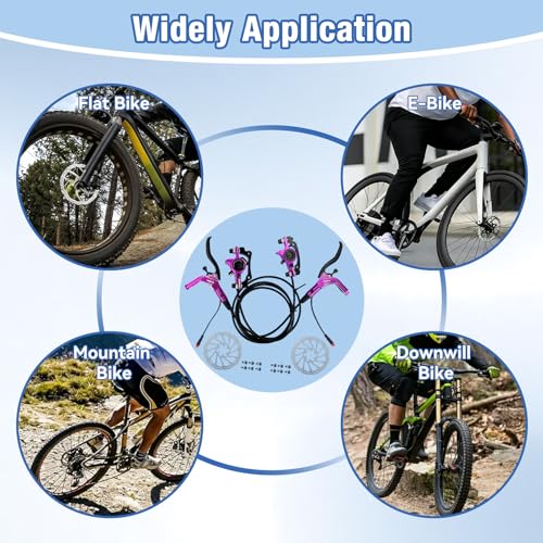 E-Bike Hydraulisches Scheibenbremsen Set, TB310 Elektrofahrrad Scheibenbremssätze Bremssystem mit 160 mm Rotoren Links Vorne 89 cm Rechts Hinten 147 cm Öldruck Bremssattelhebel für Elektrischer Roller
