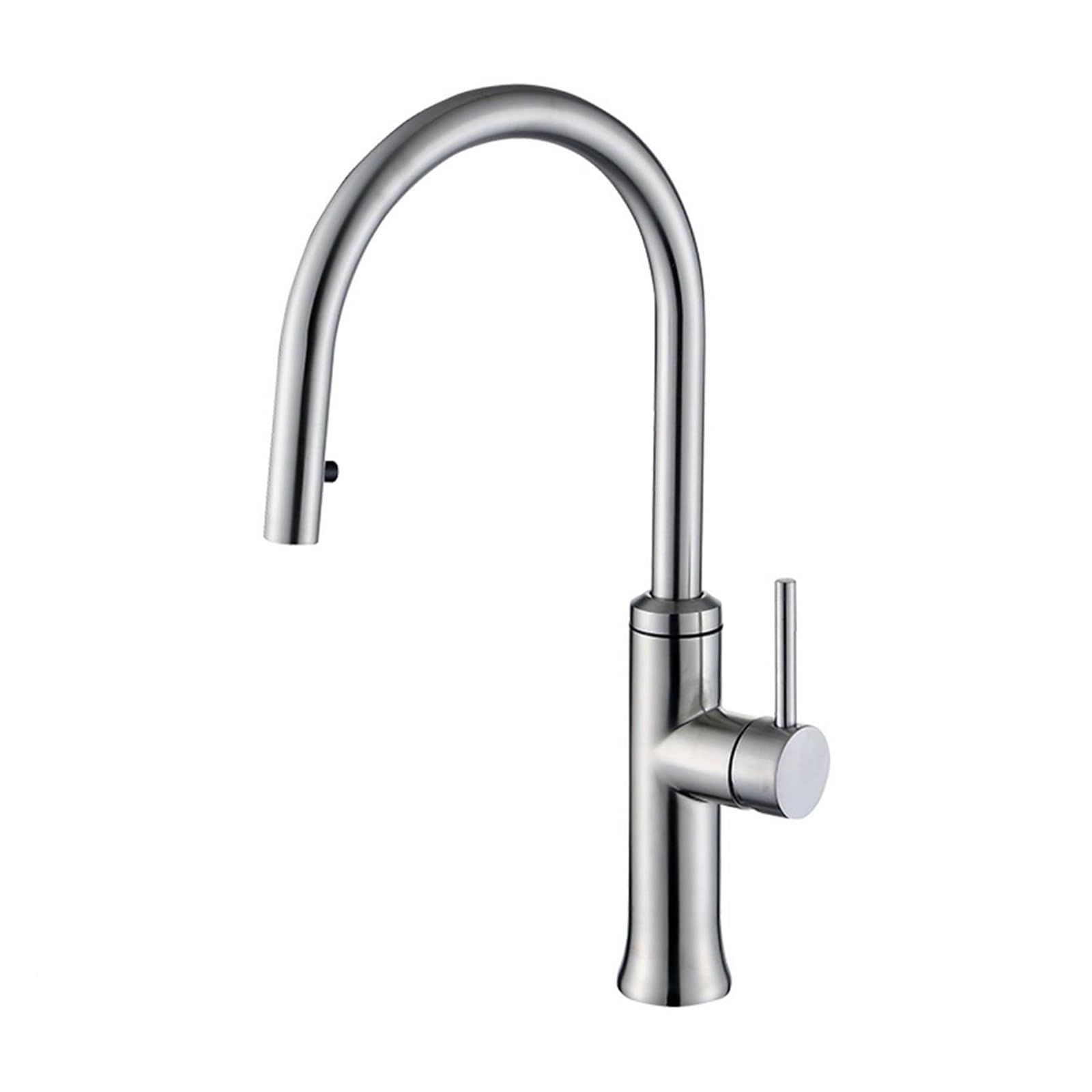 Robinet de cuisine design noir en acier inoxydable durable avec mitigeur eau chaude - 8