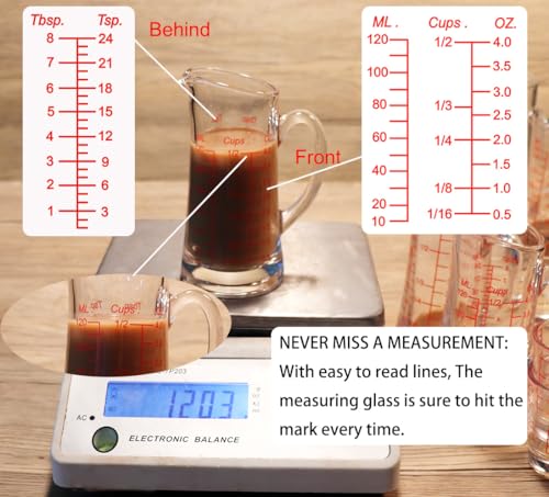 Vaso medidor 120 ml con asa y pico en V miniatura 4