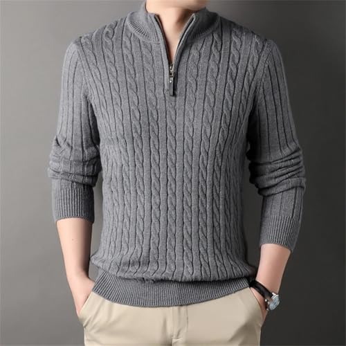 Winter Men's Quarter Zip Sweater Slim Fit Casual Knitted Turtleneck Pullover Mock Neck Sweater2