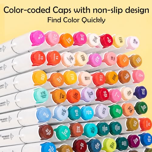Image of WELLOKB Alcohol Markers, 80 Colors, Dual Tip, Permanent Art Markers with Case for Adults Coloring, Illustrations, Sketching, Book Painting, Card Making