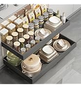 BDZBREN Pull out cabinet organizer with expandable (11.7"-19.7") heavy-duty slide-out drawers for...