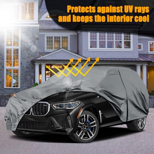 Image of Waterproof Premium Car Covers Replace for 2006-2025 BMW X5 X6, 10 Layers Heavy Duty with Cotton Liner All Weather Car Cover with Zipper Door, Windproof Bands for Snow Rain Dust Protection