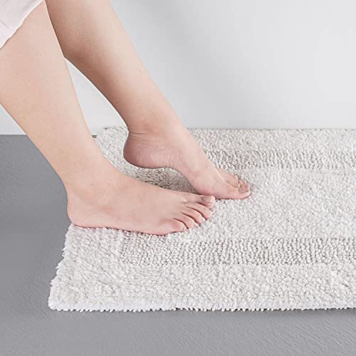 Image of SPREAD SPAIN Cotton Luxury Reversible Bathmat Super Absorbent Bathrug (40 x 60 CM White)