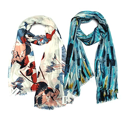 Image of Women's Trendy floral Printed Rayon Stoles Multicolour (Pack of 2)
