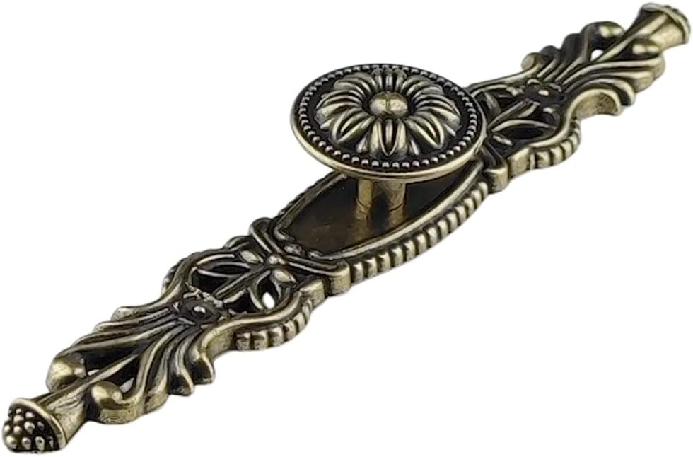 6-Pack Knobs Handles with Plate Antique Bronze Cabinet pulls, Vintage Knobs for Drawer Furniture Bedroom Kitchen Cupboard Door (6,Knob with Smallplate)