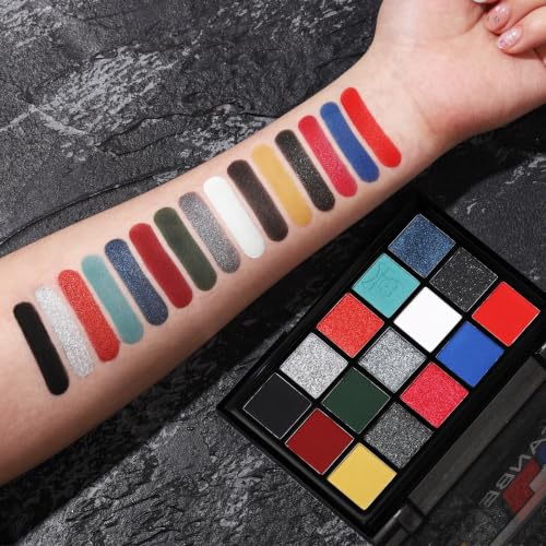 Image of UCANBE Halloween Eyeshadow Palette, 15 Colors Matte Shimmer Metallic Eye Shadow Palette, Highly Pigmented Blendable Makeup Palette for Cosplay, Costume Party, Gothic Smoky Eye & Festival Makeup