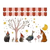 TinyFoxes Fensterbild Weihnachten bei den Tieren - bringt Weihnachtszauber ans Fenster, handgezeichnet & wiederverwendbar - mehrere Teile frei anordenbar, 35 x 28 cm - von Kristin Franke