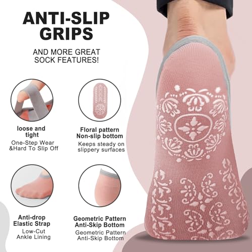 Image of 3 /6 Pairs Pilates Socks for Women,Grip Yoga Socks Non Slip for US Sizes 6.5-10