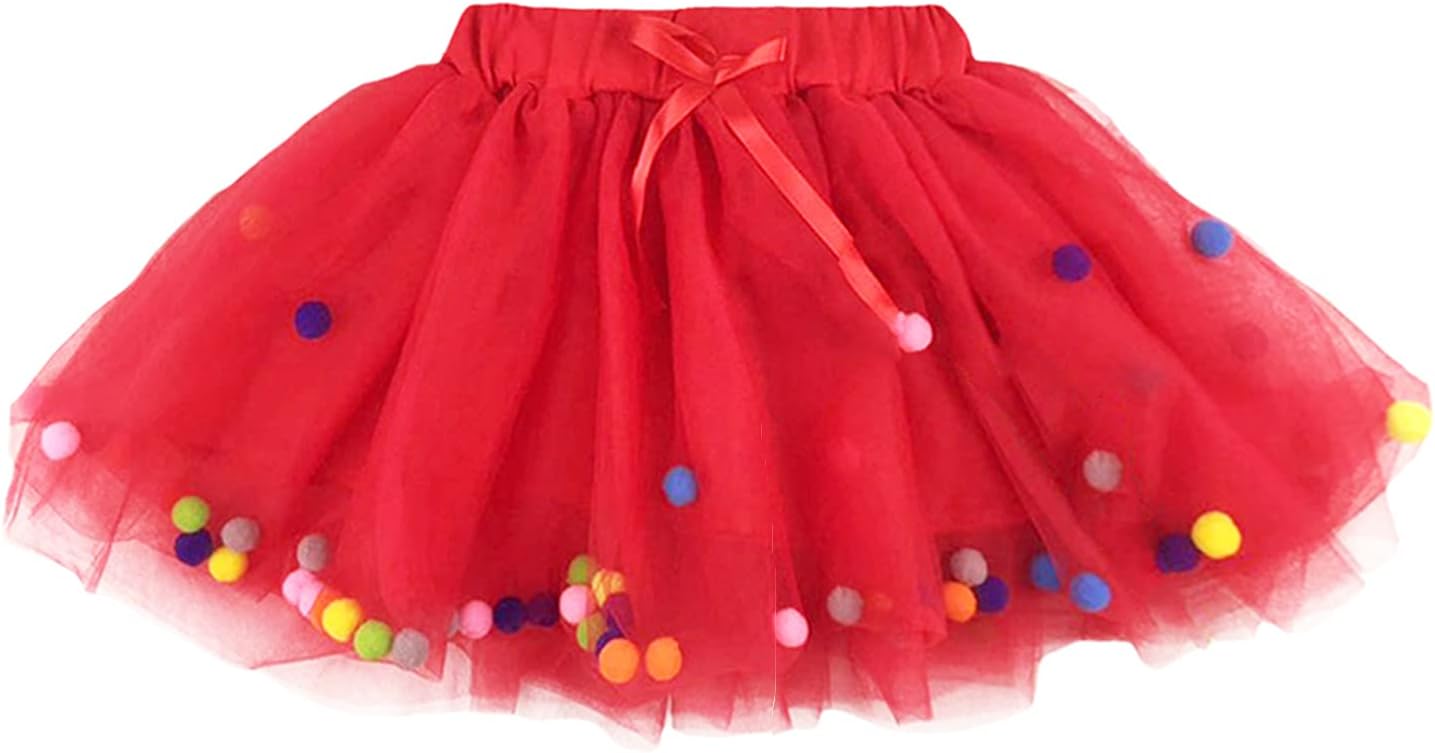 YOHA Baby Girls Tutu Dress Pom Pom Balls Soft Tulle Tutu Dress for Toddler Girls