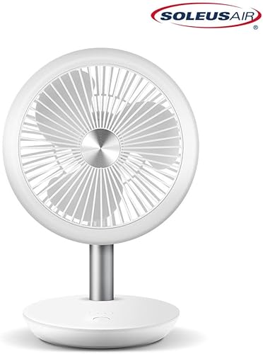 Miniatura 6 de Soleus Air Ventilador de mesa portátil, ventilador de escritorio pequeño de 7 pulgadas, batería recargable de 4000 mAh, ventilador de piso USB