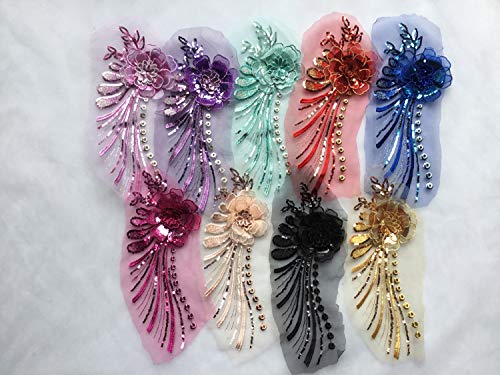 1 Pcs Embroidery Lace Applique Wedding Dress Lace Trim Sew on Floral Patches DIY Lace Motifs (Black) …