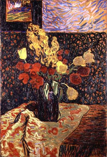 Tableau toile fleurs inspirant style Arthur Segal 60x90