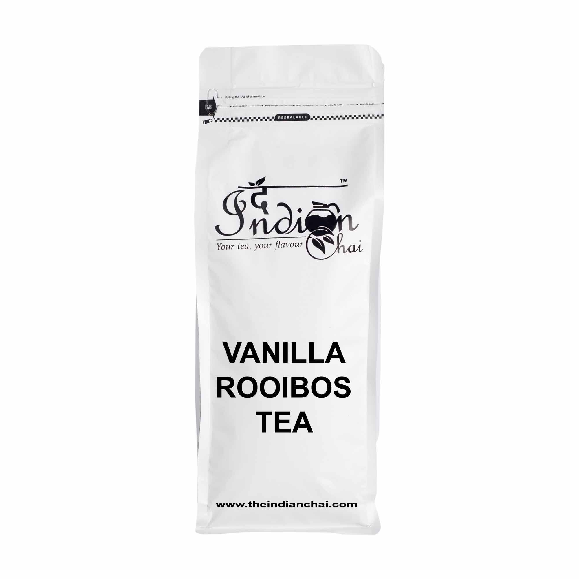 The Indian Chai - Vanilla Rooibos Tea 250g with Vanilla Beans for Sleep, Stress, Immunity and Weight Loss