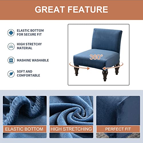 Image of Eco-Ancheng Armless Chair Slipcover Removable Armless Accent Chairs Covers Washable Armless Slipper Chair Slipcover Printed Armless Chair Furniture Protector Covers for Living Dining Room Hotel