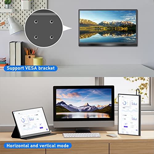 Image of 4K Portable Monitor, 3840x2160 15.6'' FHD 4K Laptop Monitor IPS Display with USB Type C & Mini HDMI Port Built-in Speakers & Cover Travel Monitors Compatible with PC, MacBook