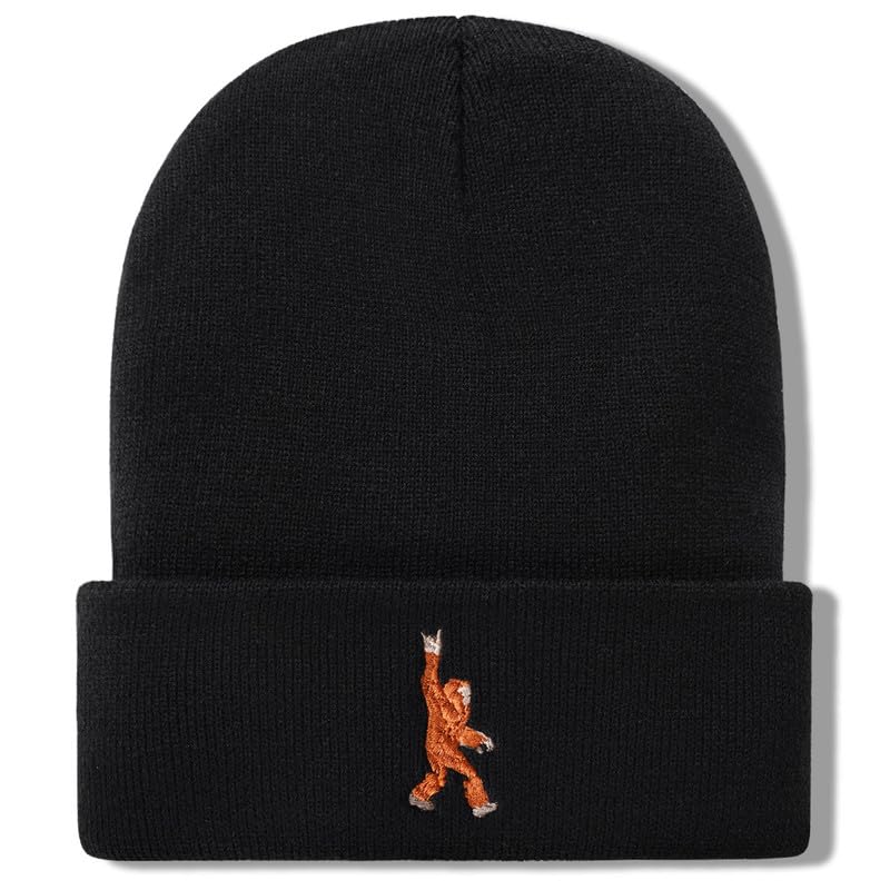 Image of Bigfoot Beanie for Men - Sasquatch Hat Winter Knit Cuffed Beanie for Women - Bigfoot Gifts for Christmas & New Year