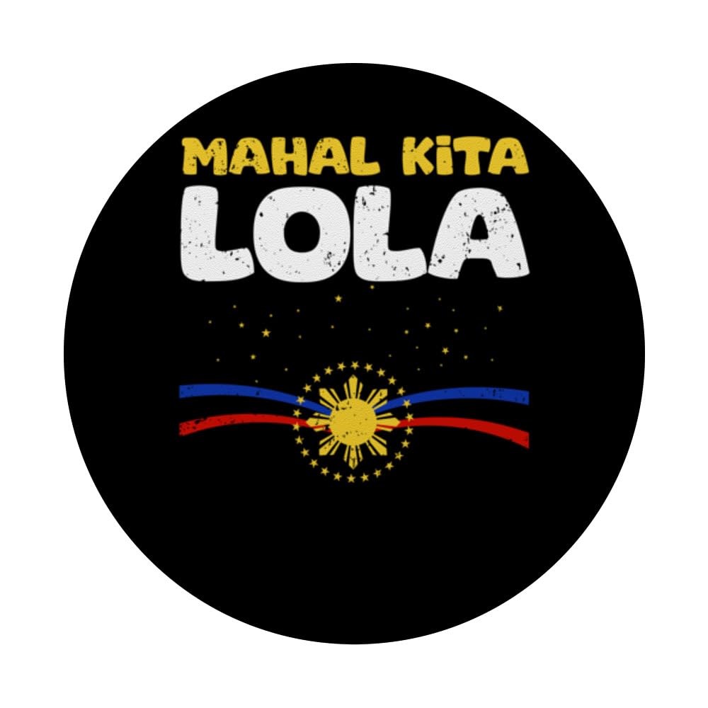 Mahal Kita Lola I Love You Grandma Philippines Pinoy Culture PopSockets Swappable PopGrip, Black - Image 3
