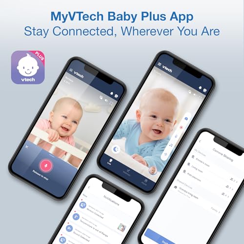 VTech Smart WiFi 7” HD Display Video Baby Monitor, 1080p HD Camera via App, Pan-Tilt-Zoom, Night Light, 2-Way Talk, 2K CMOS Video Sensor, Wide-Angle Viewing, Rechargeable Battery, Free App: RM7866HD - image 3
