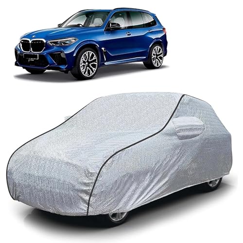 Image of Sulfar 100% Waterproof Car Body Cover Compatible with Mirror for BMW X5M (Triple Stitched, Full Bottom Elastic, Magic Silver with Black Piping)