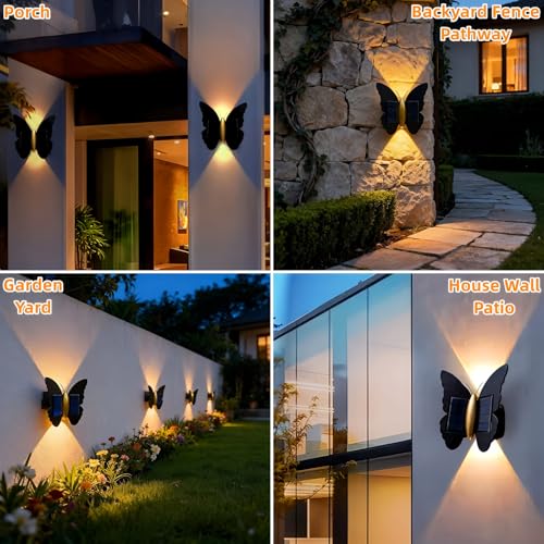 Luz solar impermeable LED con diseño de mariposa para iluminar patios oscuros 4