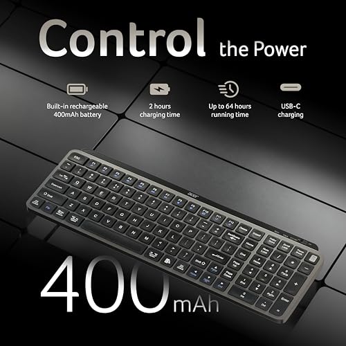 Image of Acer KeyPro X105 Wireless Keyboard I Dual Mode 2.4GHz USB + BT 5.0 I 105 Keys Full Size Keyboard I Rechargeable 400mAh Battery I USB-C Charging I 64H Use I Windows Mac Android Compatible I Space Grey
