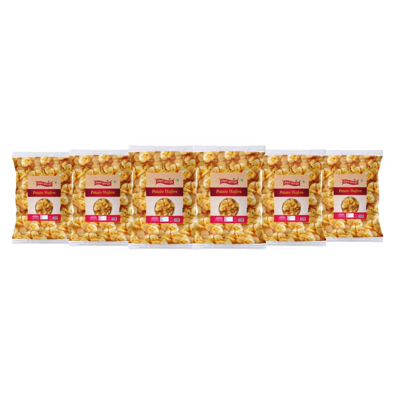 Image of OKHLI MUSAL BRAND Batata Wafers | Himalayan Pink Rock Salted Potato Chips Aloo Chips Chips Snacks | Potato Wafers Aloo Wafers Farali Falahari Fast Time Namkeen Snack | Made In Groundnut Oil-1Kg*6Pack