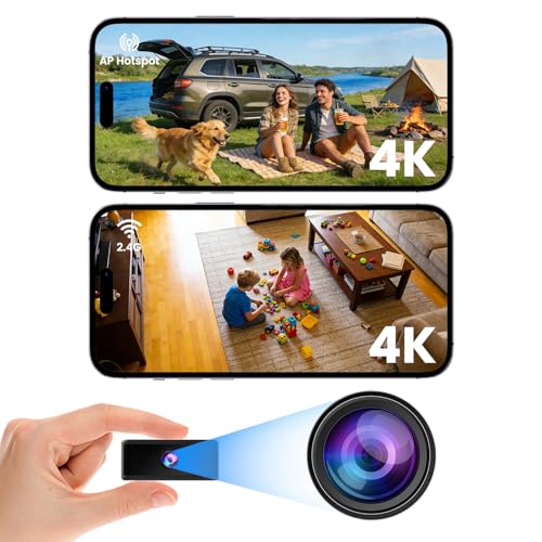 Spy Camera,WiFi or No WiFi Optional, UCOCARE 4K Mini Security Camera with Night Vision, Motion Detection, Magnetic Wireless Hidden Cameras for Indoor Outdoor Security(Light Black)