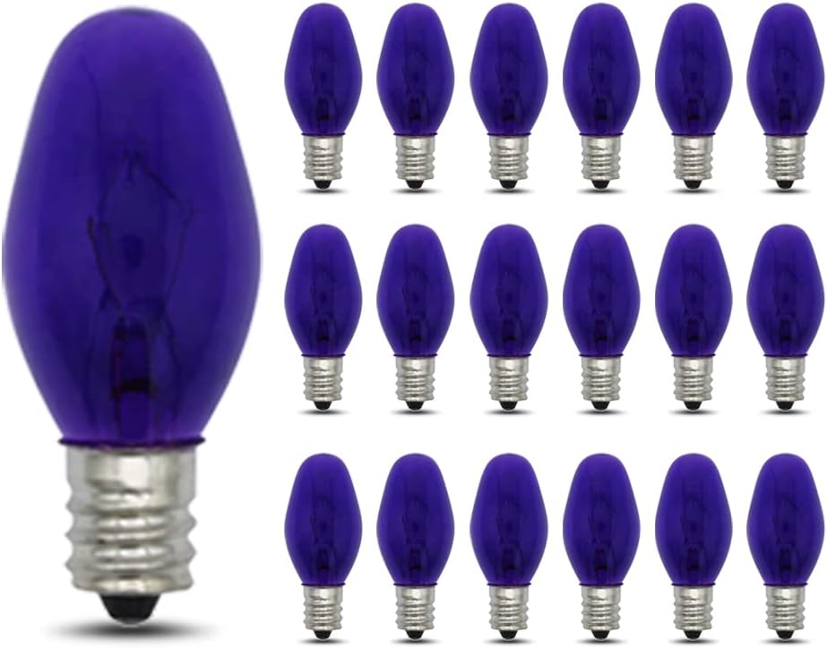 lumenivo 7 Watt Orange Incandescent C7 Colored Night Light Bulbs 7W C7 Christmas Village Light Bulbs Candelabra Base Bulbs for Window Candles, Decorative Light Replacements - 120V - 8 Pack