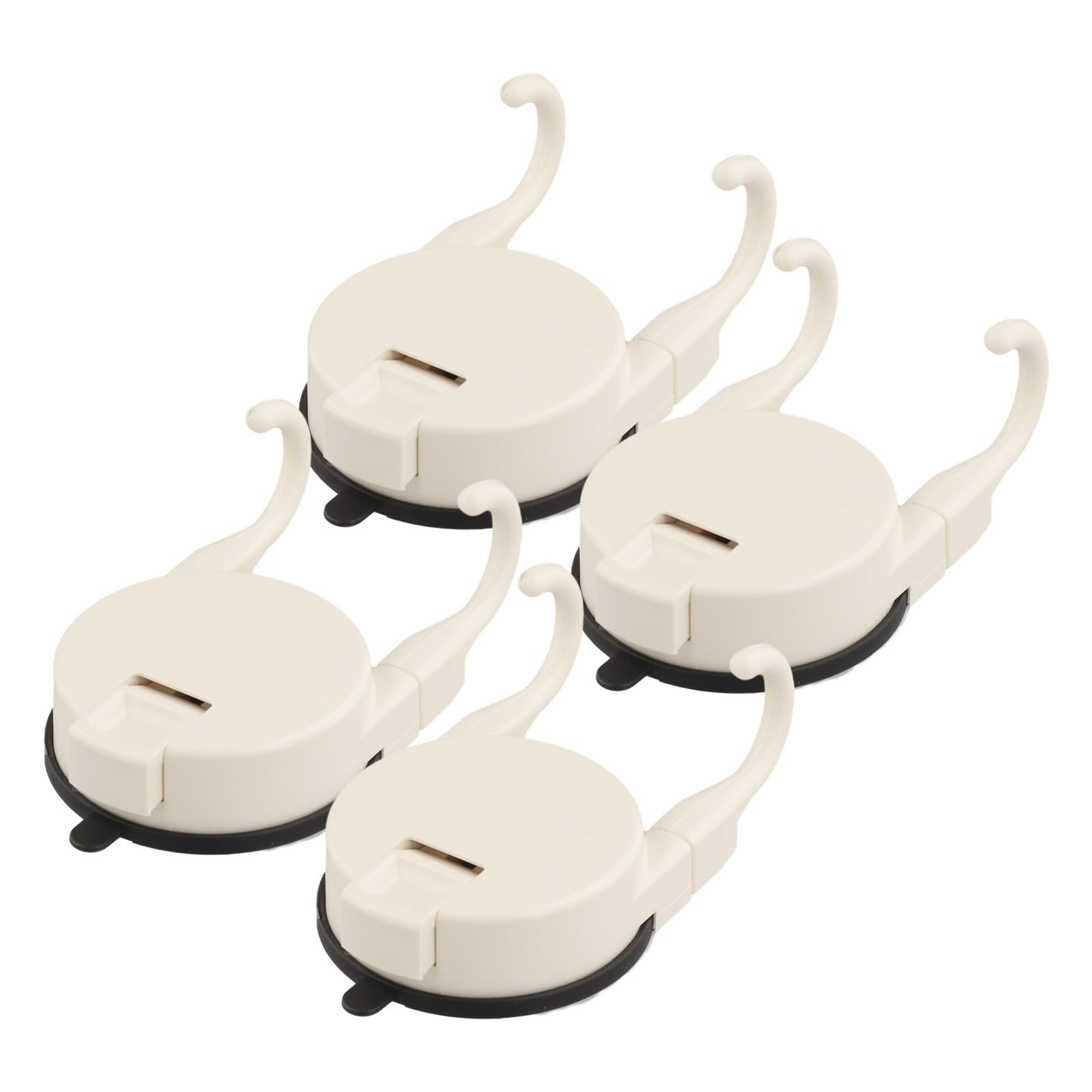 Lmysxaoz White 4 Pack Suction Cup Towel Hooks, Strong Hold Shower Hanger Bathroom Kitchen Glass Tile, No Drill Removable Organizer Rack