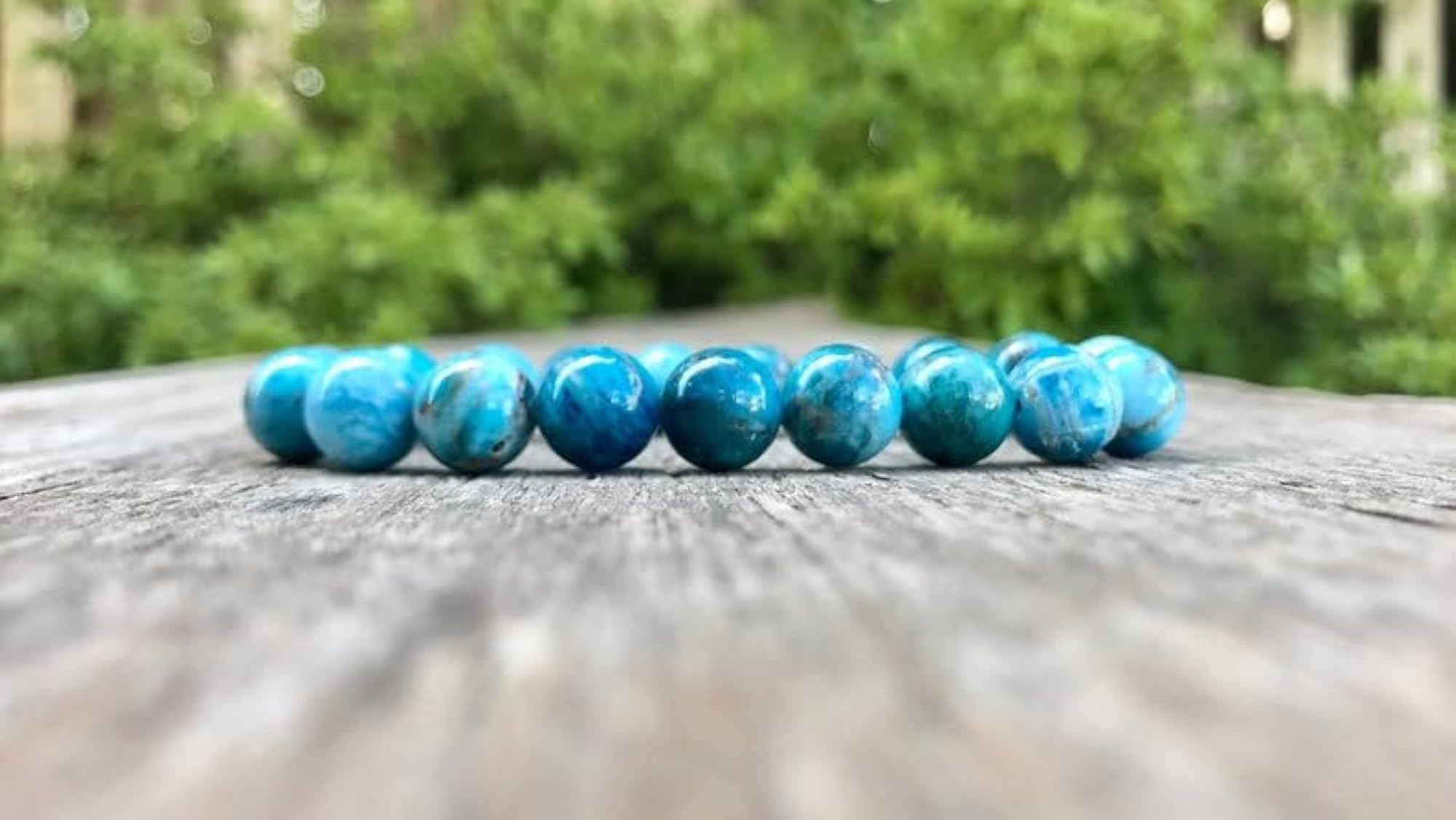 Unisex Natural Apatite Gemstone Bead Stretchable Bracelet