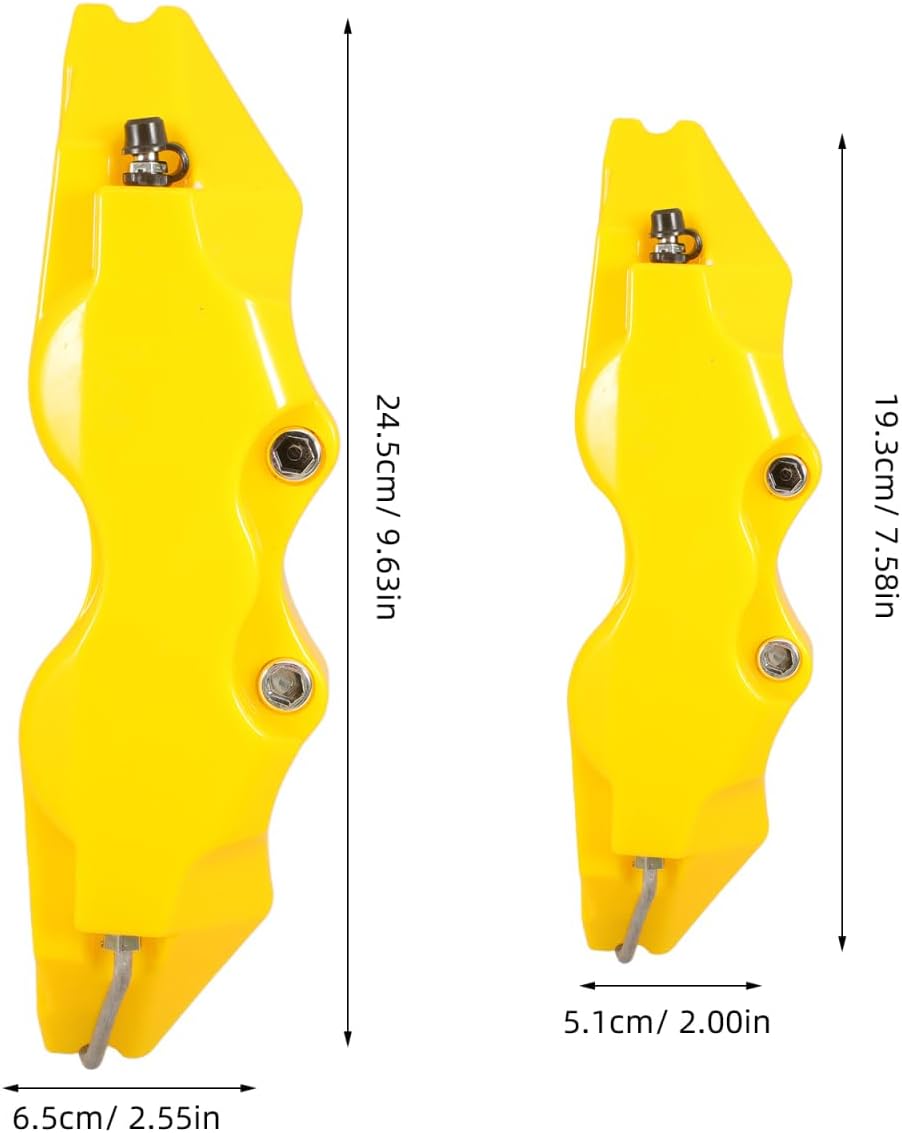 2 Sets 3D Style Brake Caliper Covers Front and Rear Disc Brake Caliper Wraps for Car Wheel Hub Protection